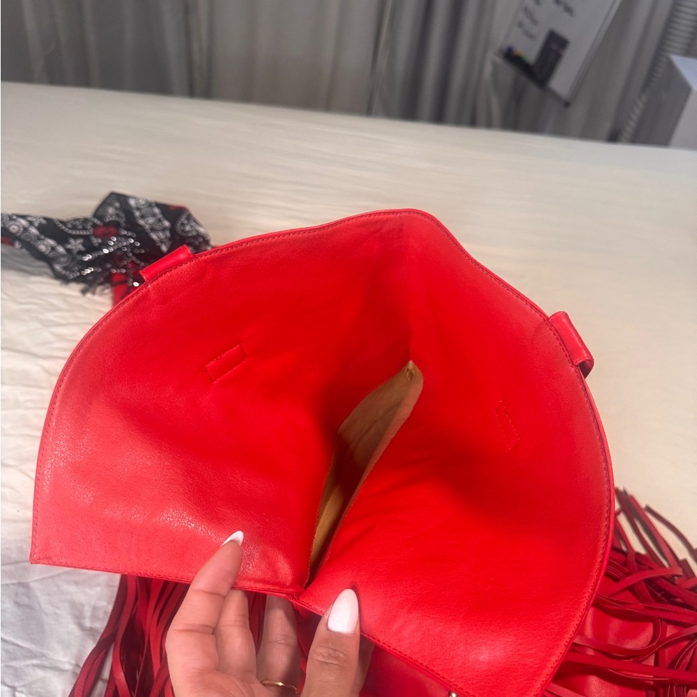 Red Fringe Leather Boot - Picture 5 of 5